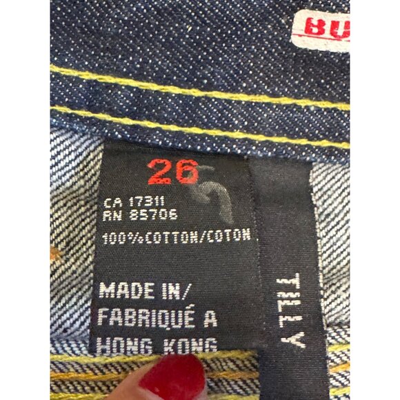 Buffalo David Bitton Tilly Womens Denim Bermuda Shorts Size 26 Dark Blue Embroid - Picture 4 of 5